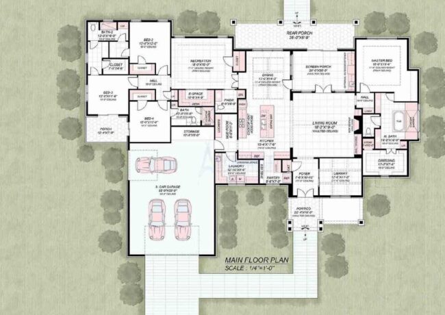 Single Story 4 Bedroom House Plans