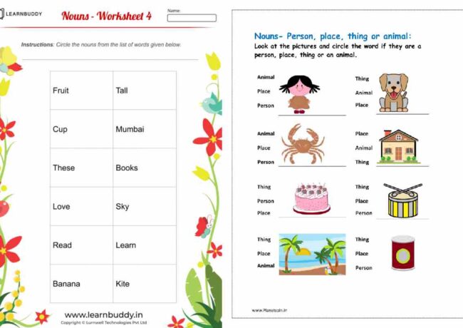 Noun Worksheet For Class 1