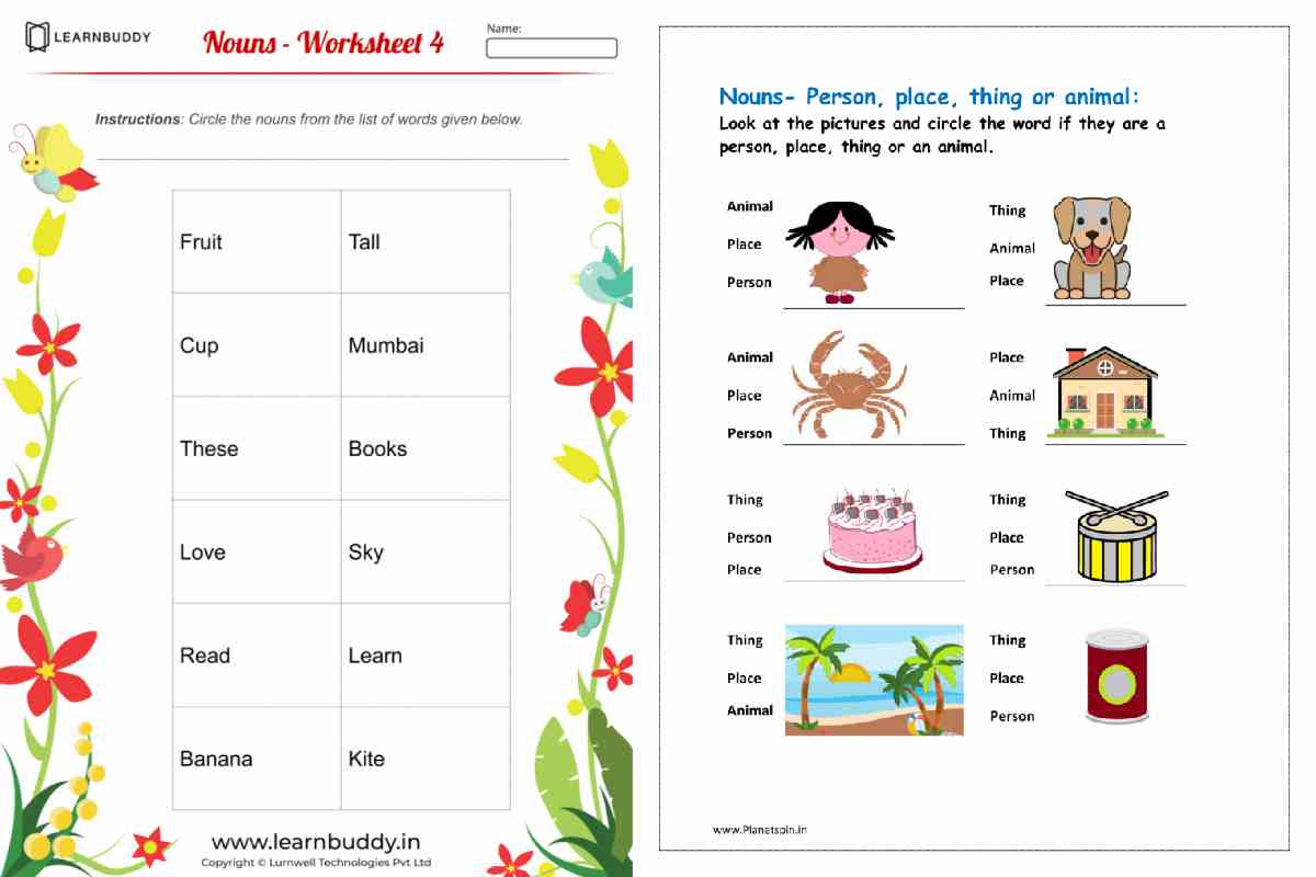 Noun Worksheet For Class 1